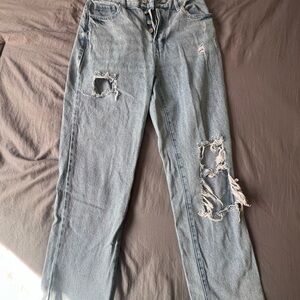 Distressed Blue Jeans